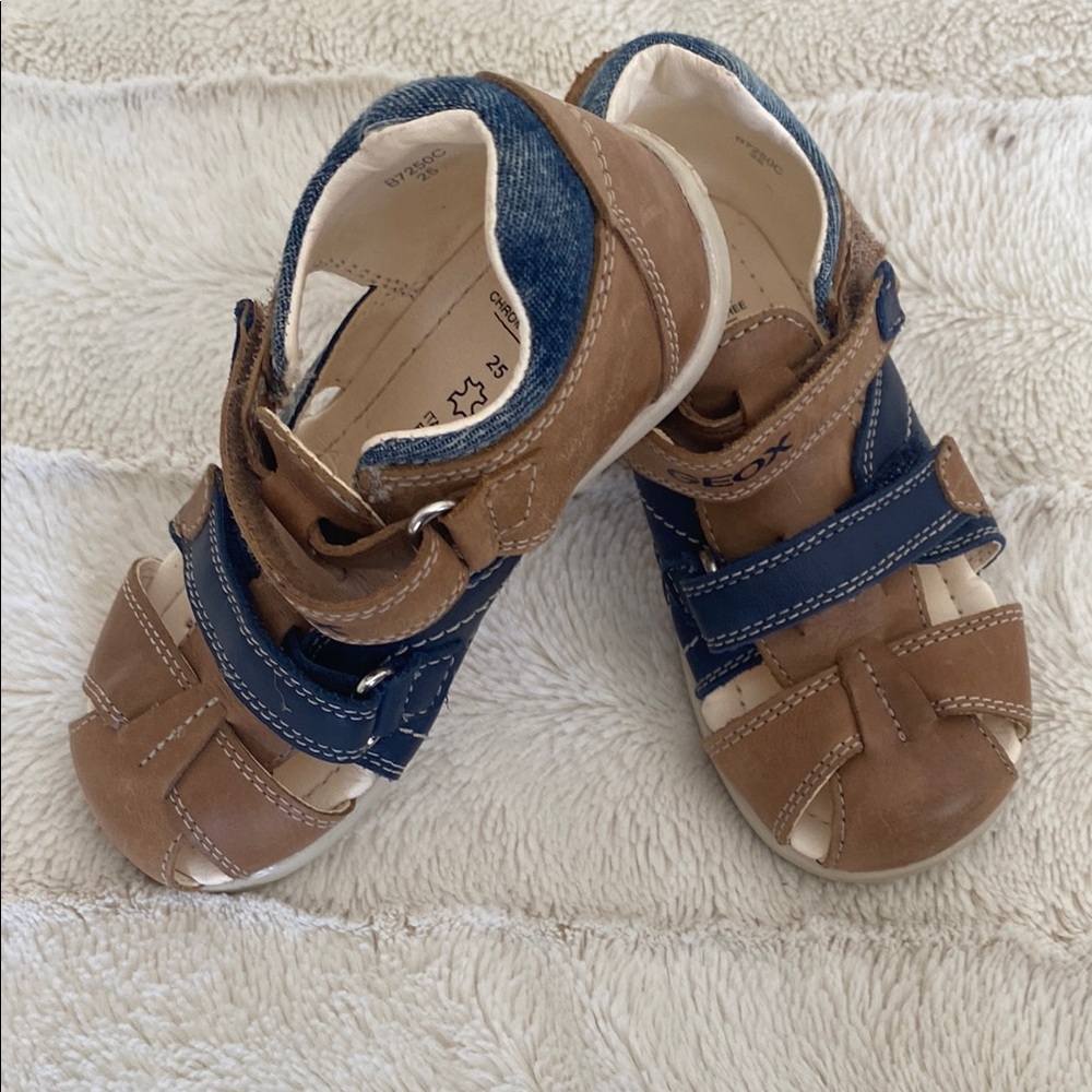 Geox Brown and Blue Sandals with Adjustable Straps